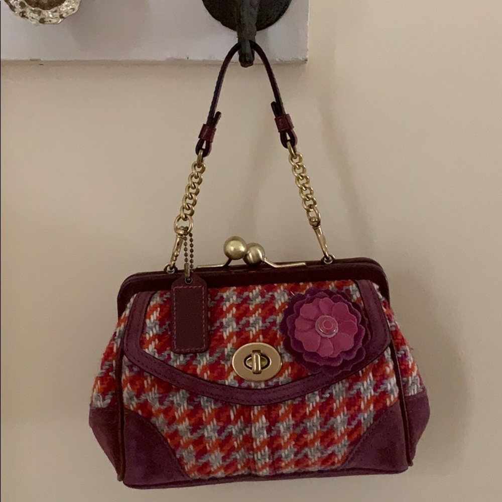 Vintage Coach Houndstooth Suede Lady Bag